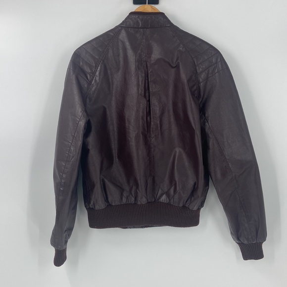 Brown leather zip front bomber jacket size 38 - Picture 4 of 16